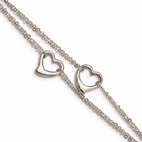 Stainless Steel Cutout Hearts 7in Bracelet