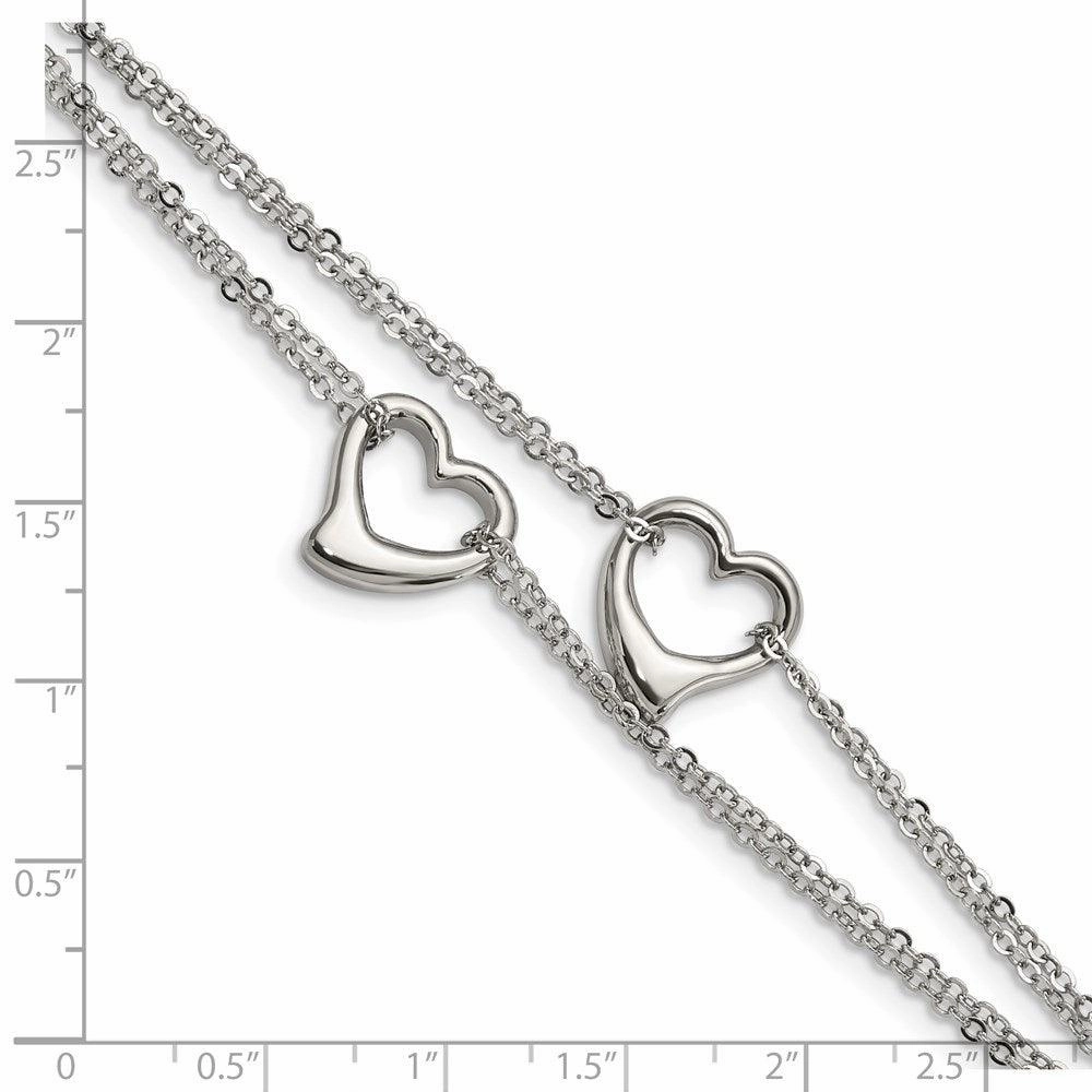 Stainless Steel Cutout Hearts 7in Bracelet