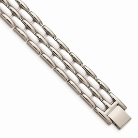 Stainless Steel Double Row White Ceramic 8.25in Bracelet