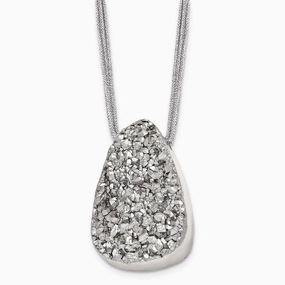 Stainless Steel Druzy Agate Polyester Cord Necklace