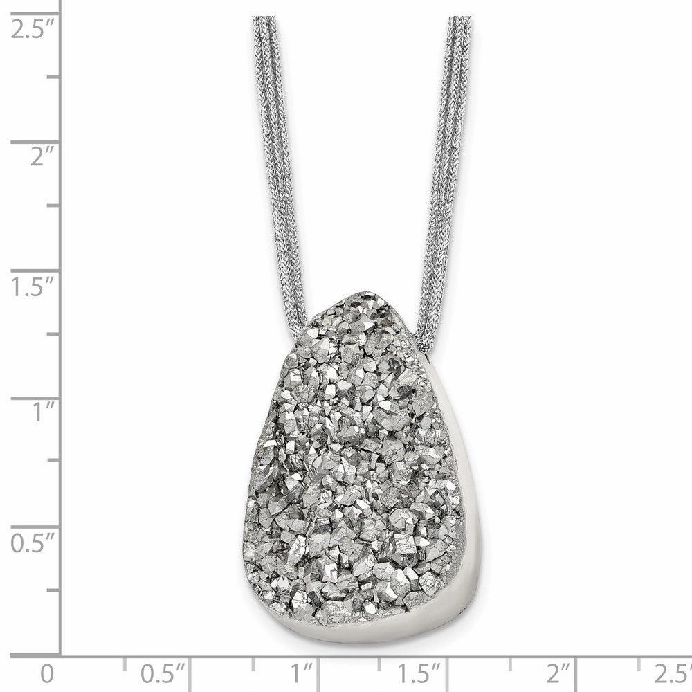 Stainless Steel Druzy Agate Polyester Cord Necklace