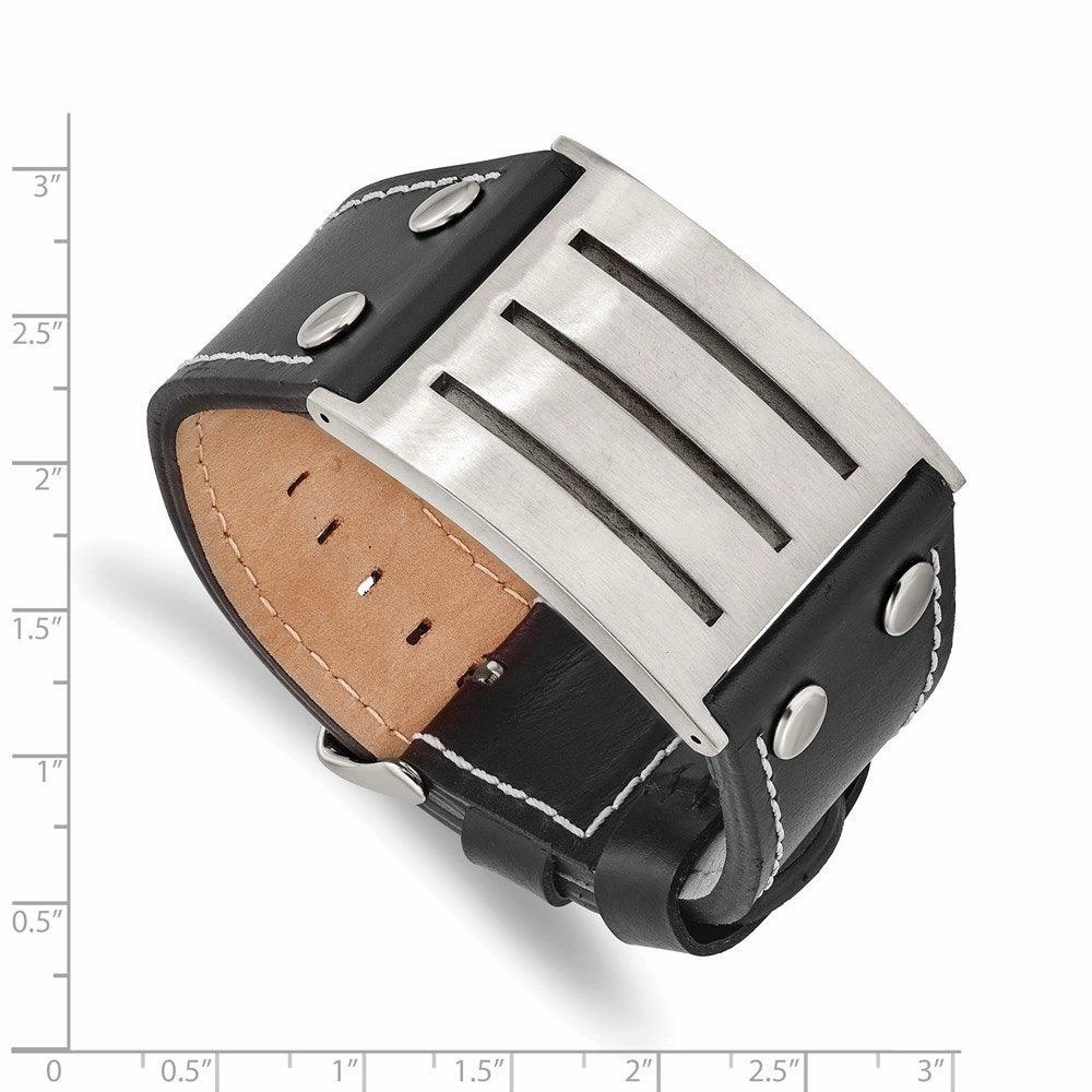 Stainless Steel Genuine Leather Adjustable Buckle Bracelet