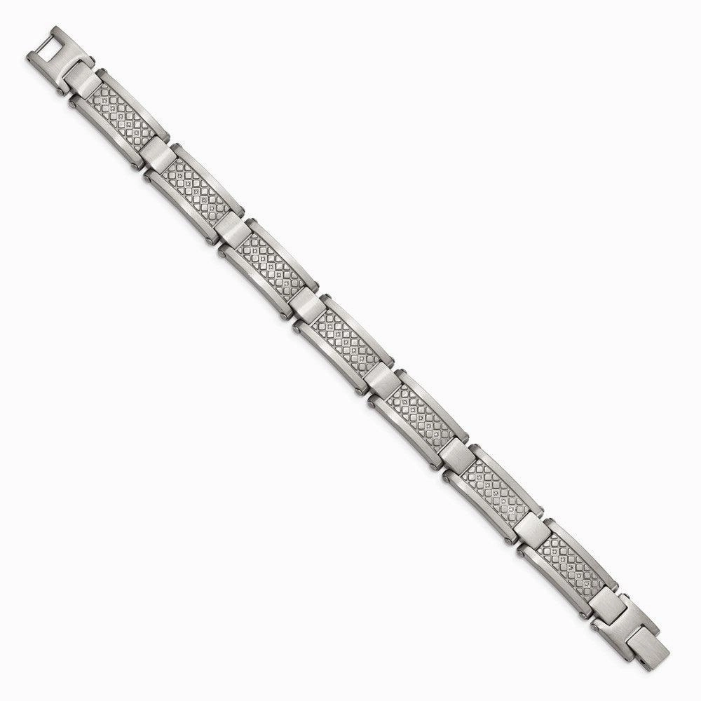 Stainless Steel Matte/Antiqued 1/10ct.tw Diamond Bracelet