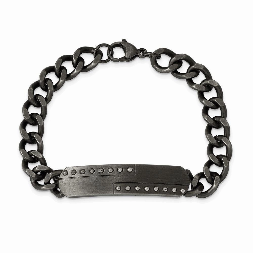 Stainless Steel Matte Finish Gun Metal IP-plated 9in ID Bracelet