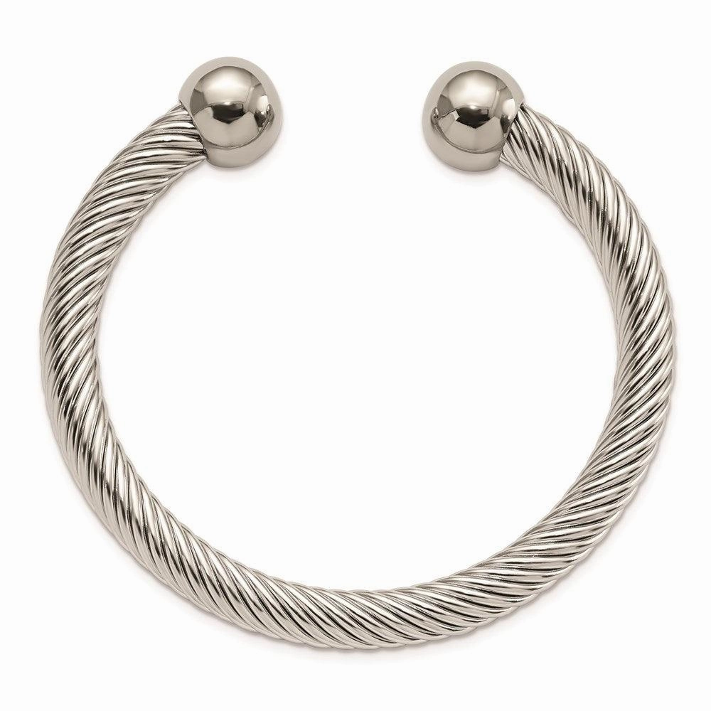 Stainless Steel Polished 7.3mm Cuff Bangle