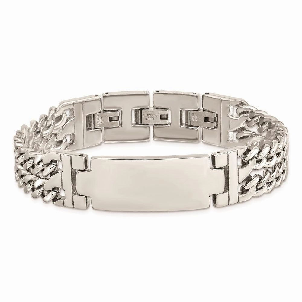 Stainless Steel Polished Adjustable 7.75 with 1/2 inch ext. ID Bracelet