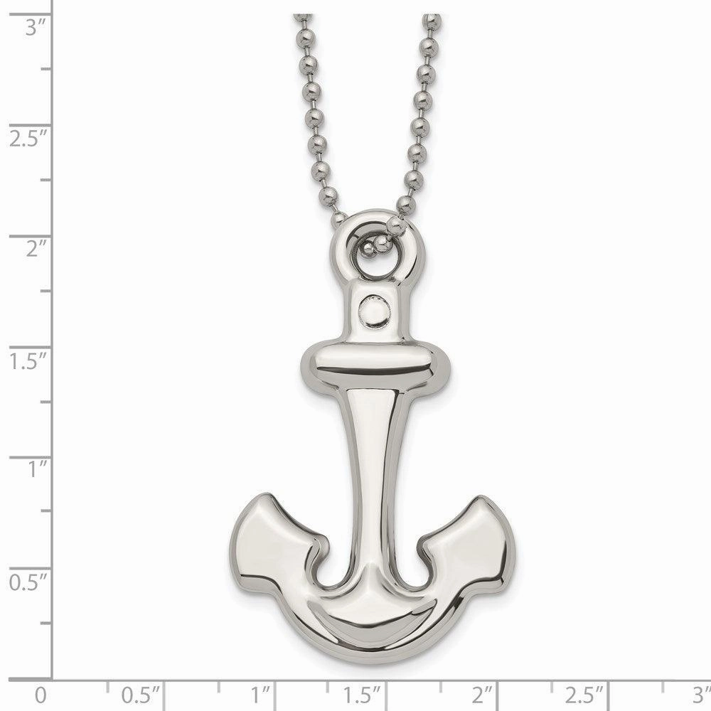 Stainless Steel Polished Anchor Mariner Cross Necklace