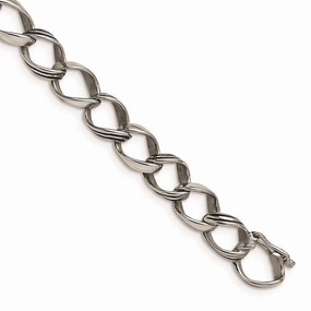 Stainless Steel Polished and Antiqued Fancy Link Bracelet