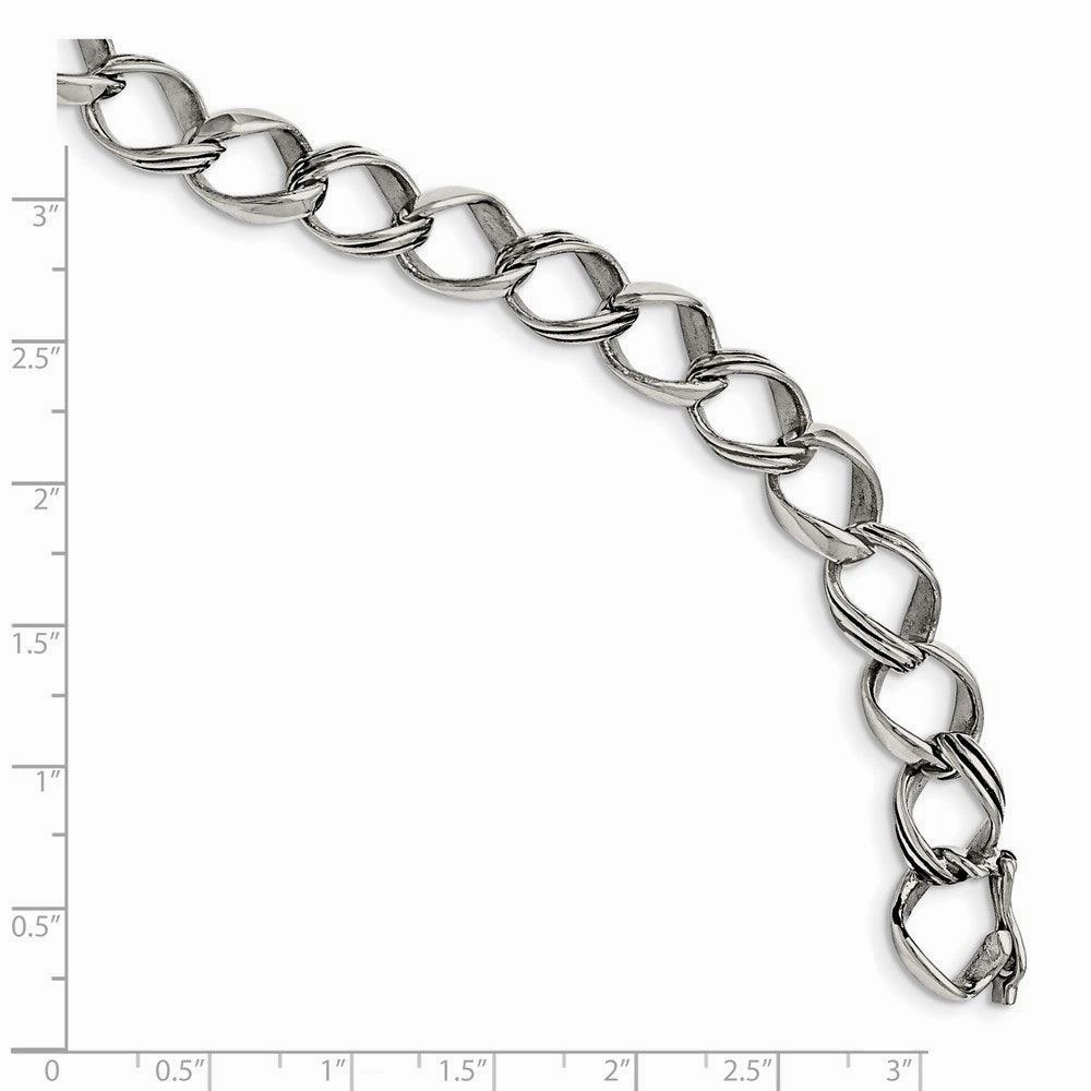 Stainless Steel Polished and Antiqued Fancy Link Bracelet