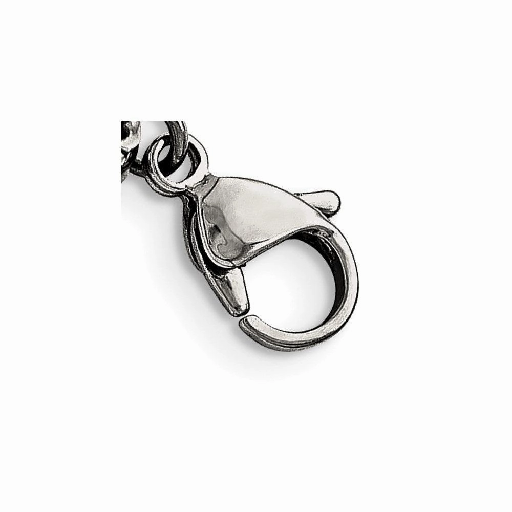 Stainless Steel Polished and Antiqued Fleur de Lis Bracelet