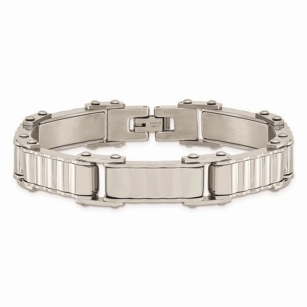 Stainless Steel Polished and Brushed Back Bracelet