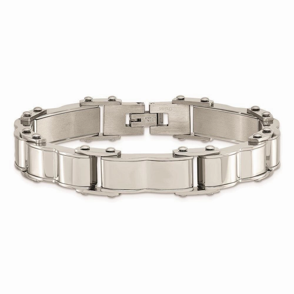 Stainless Steel Polished and Brushed Back Bracelet