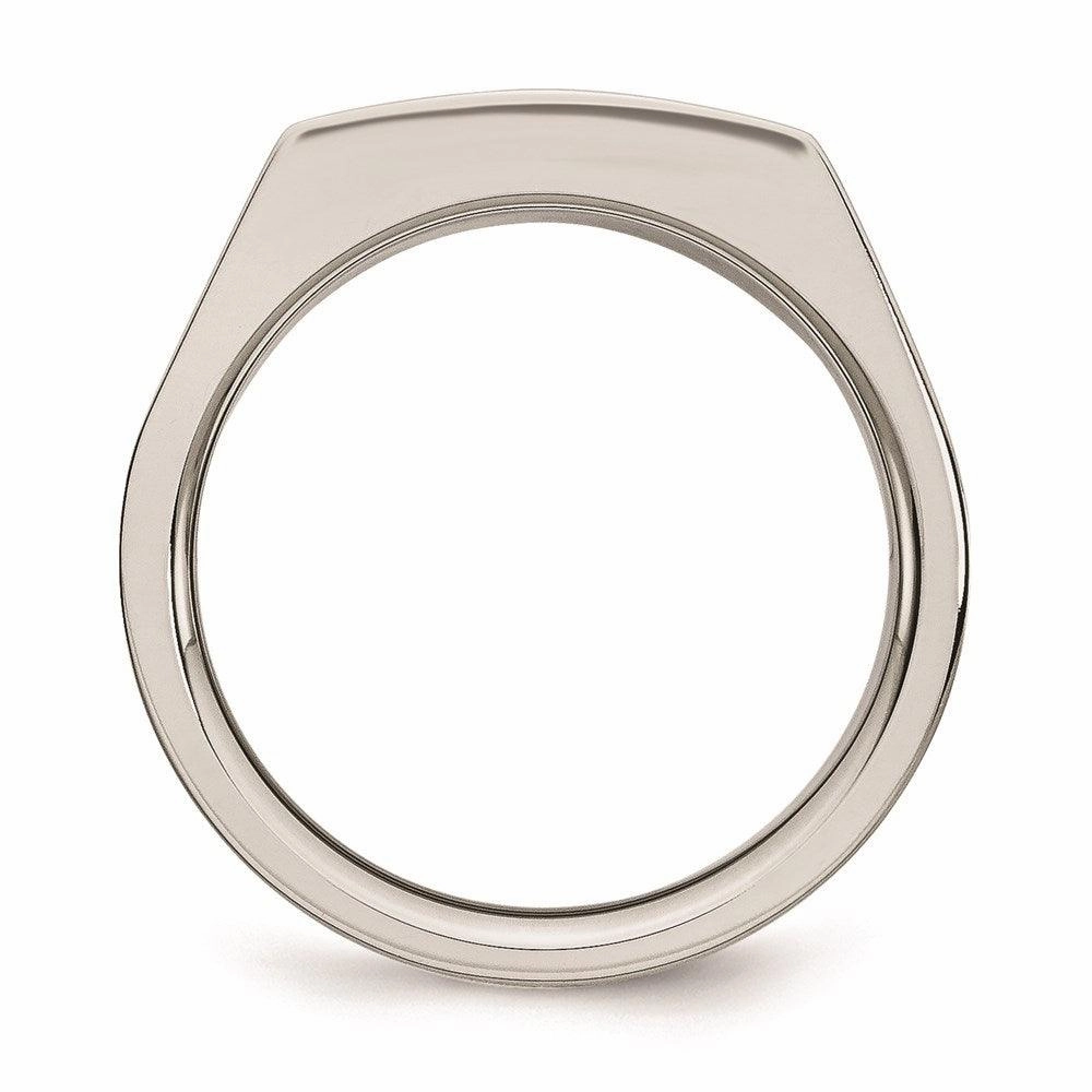 Stainless Steel Polished and Brushed Black CZ Ring