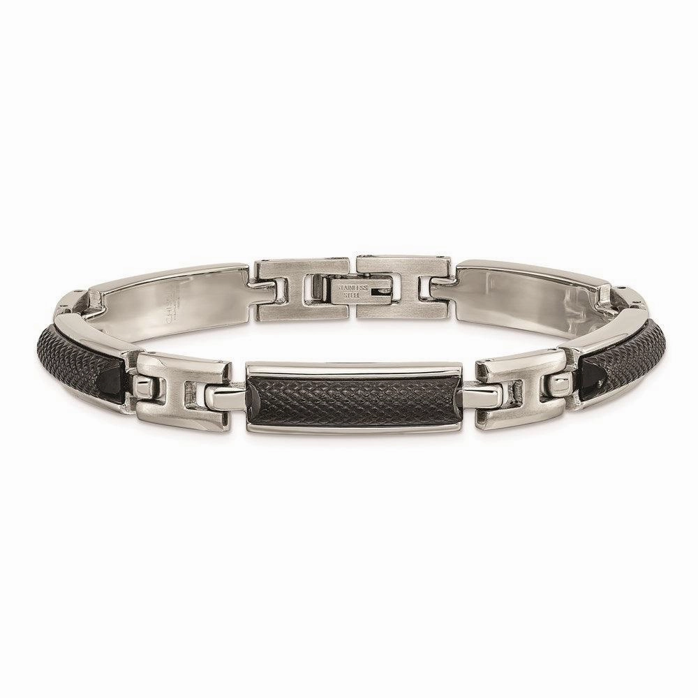 Stainless Steel Polished and Brushed Black IP-plated Bracelet