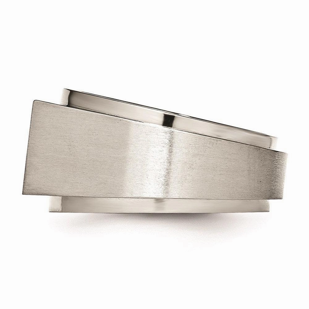 Stainless Steel Polished and Brushed CZ Signet Ring