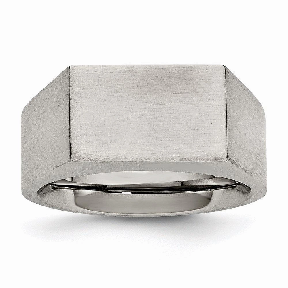 Stainless Steel Polished and Brushed Signet Ring