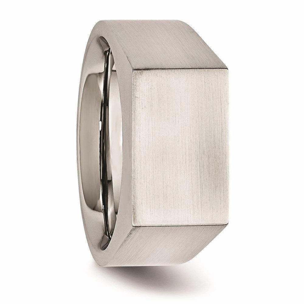 Stainless Steel Polished and Brushed Signet Ring