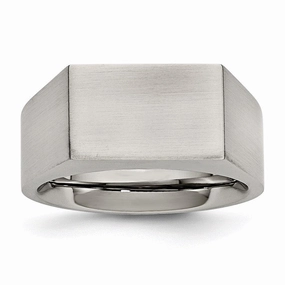 Stainless Steel Polished and Brushed Signet Ring