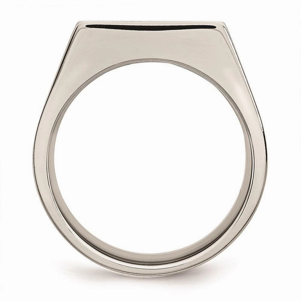 Stainless Steel Polished and Brushed Signet Ring