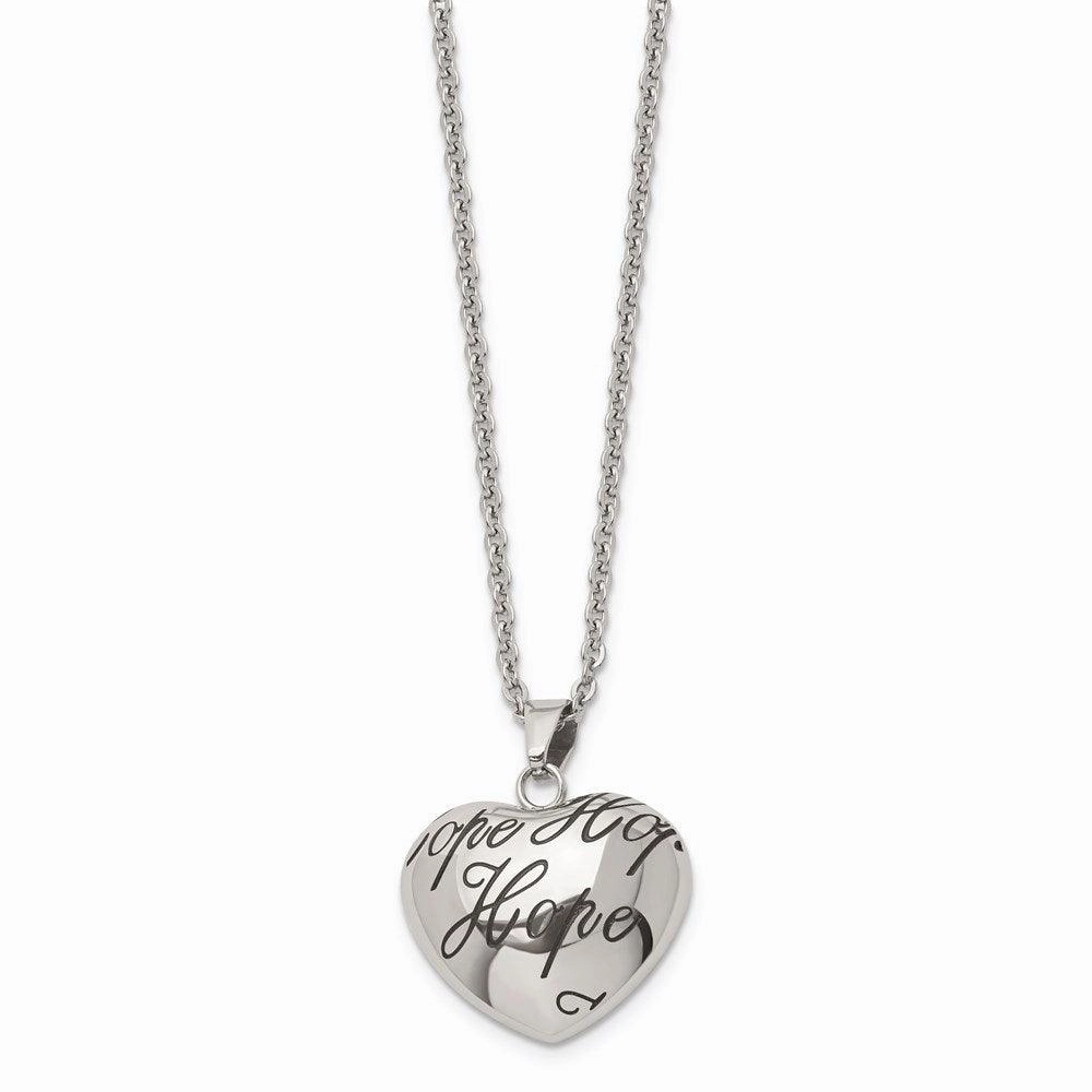 Stainless Steel Polished and Enameled Hope Heart Necklace