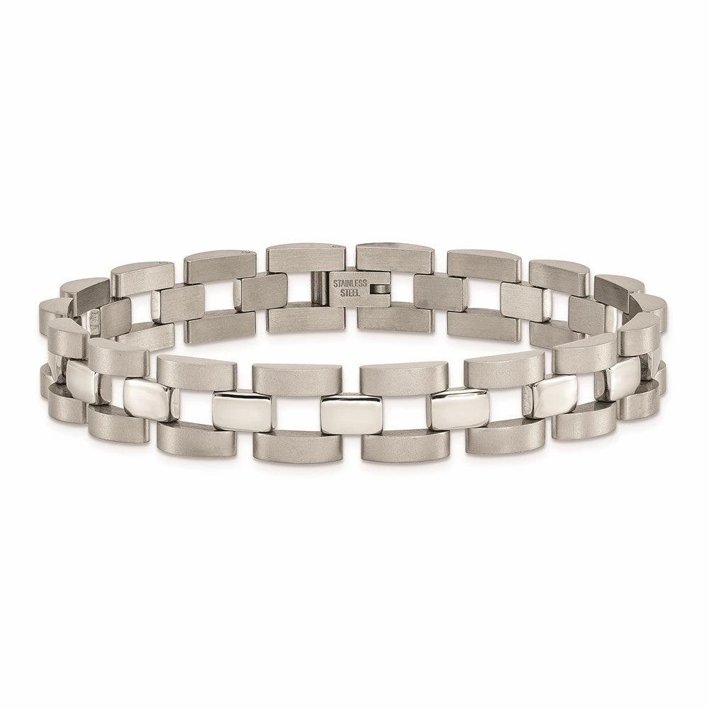 Stainless Steel Polished and Matte Link Bracelet