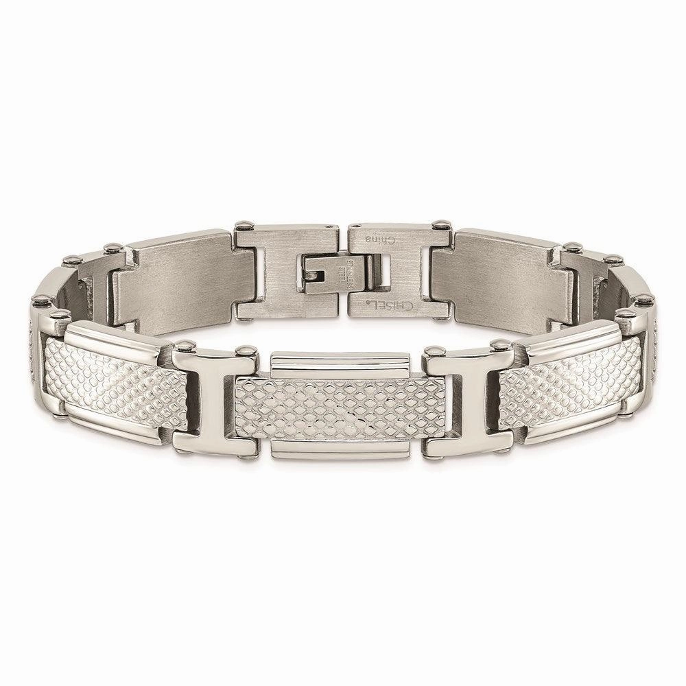 Stainless Steel Polished and Textured Bracelet