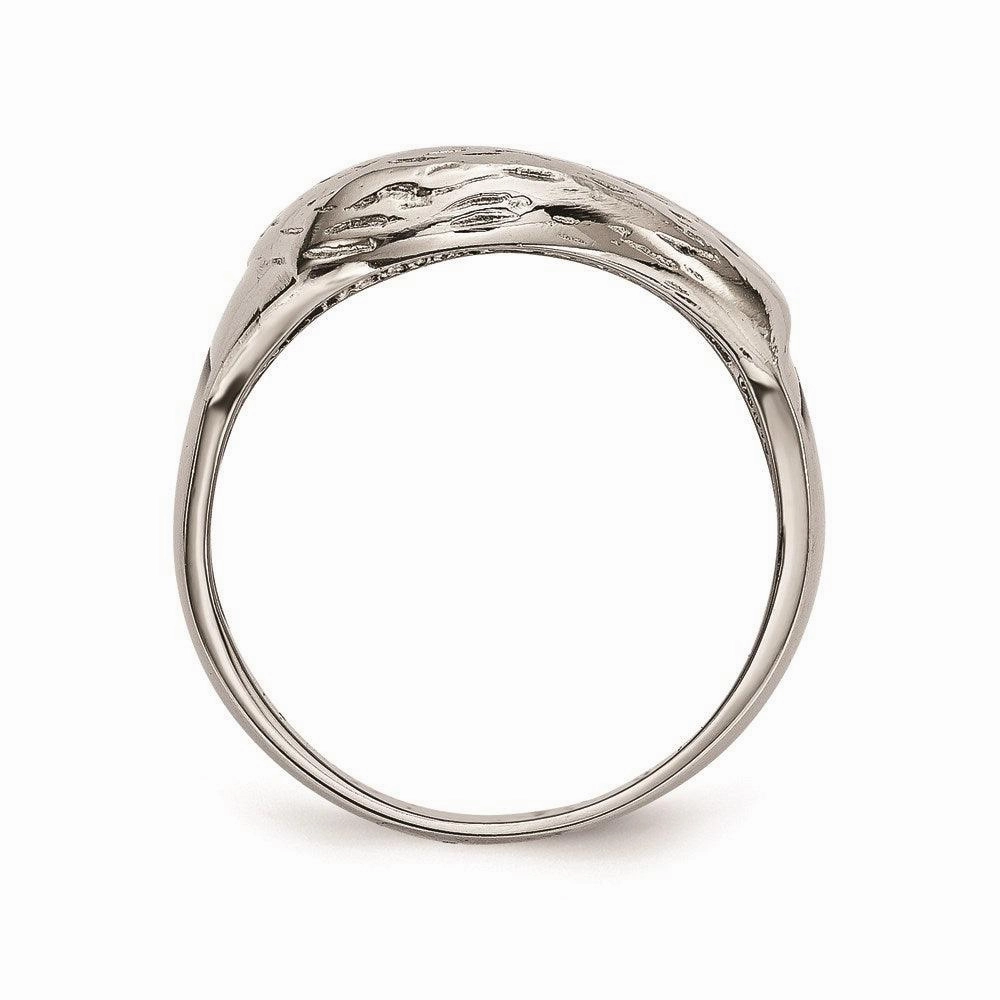 Stainless Steel Polished Black Enameled Eagle Ring