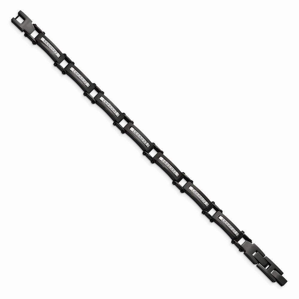 Stainless Steel Polished Black IP CZ w/.50in ext. Link Bracelet