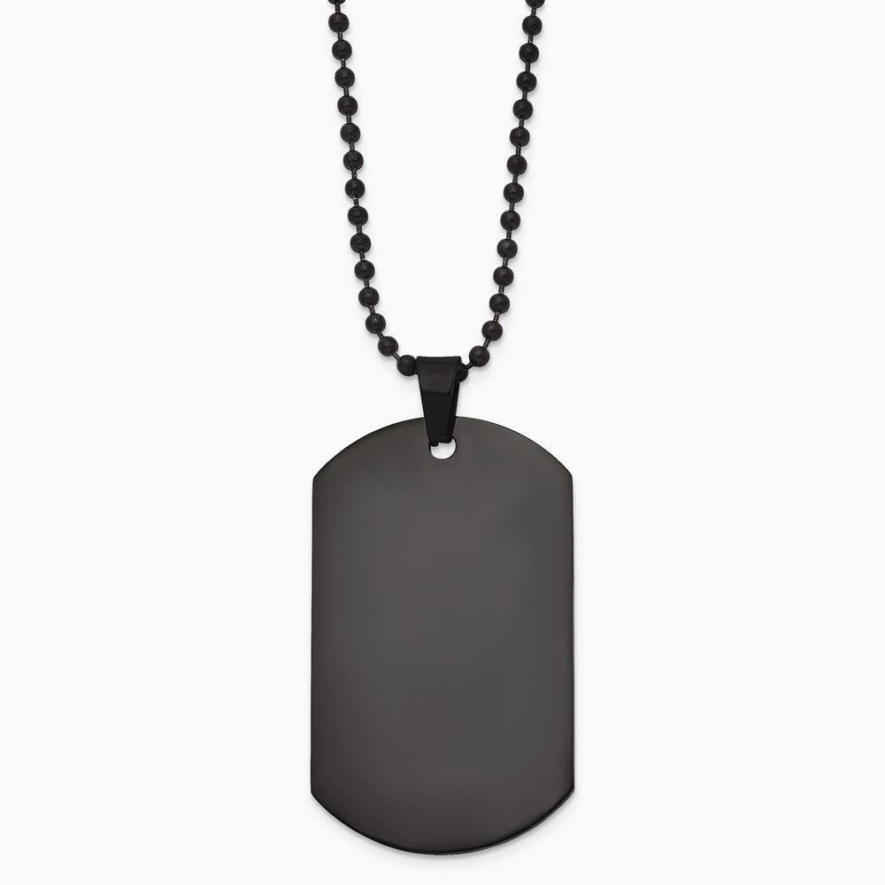Stainless Steel Polished Black IP Dog Tag Necklace