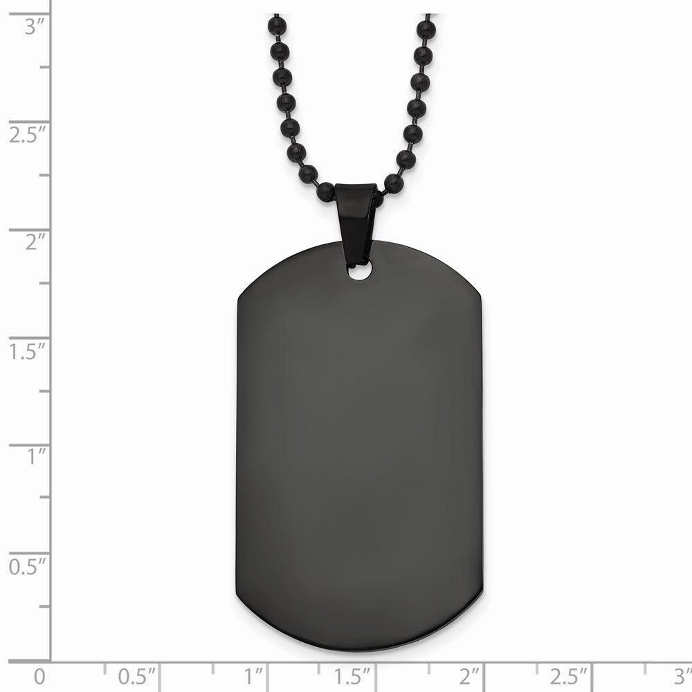 Stainless Steel Polished Black IP Dog Tag Necklace