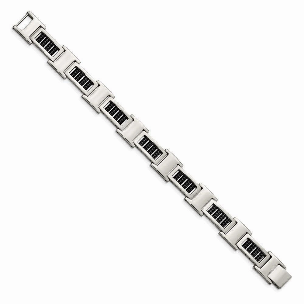 Stainless Steel Polished Black IP Link Bracelet