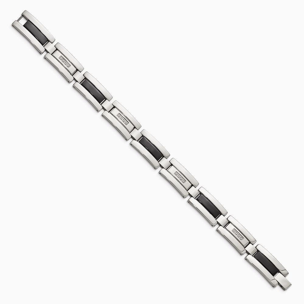 Stainless Steel Polished Black IP-plated 1/4ct tw. Diamond Bracelet