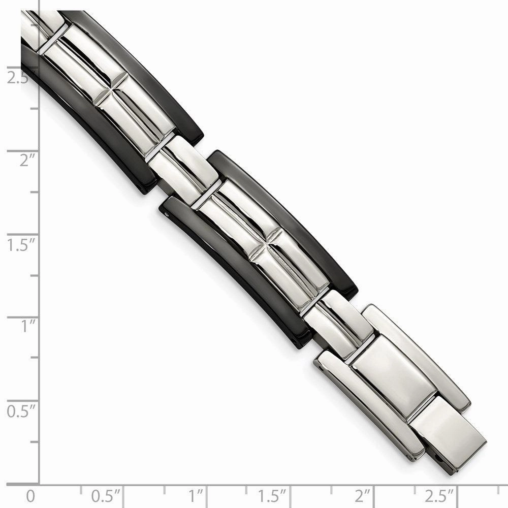 Stainless Steel Polished Black IP-plated 8.5 in. Bracelet