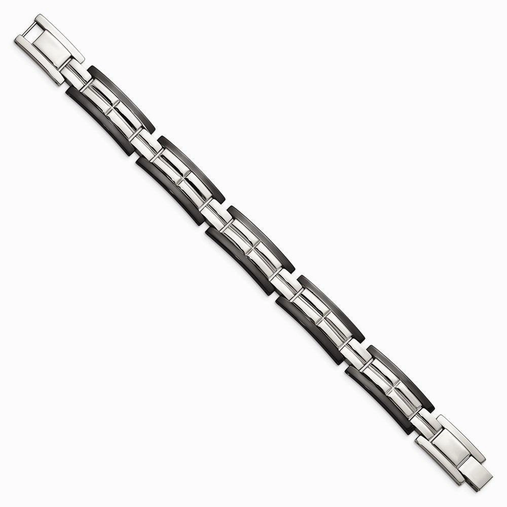 Stainless Steel Polished Black IP-plated 8.5 in. Bracelet