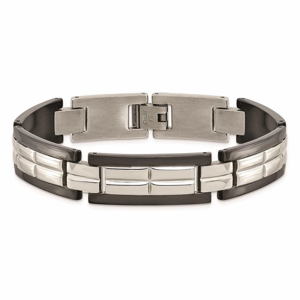Stainless Steel Polished Black IP-plated 8.5 in. Bracelet