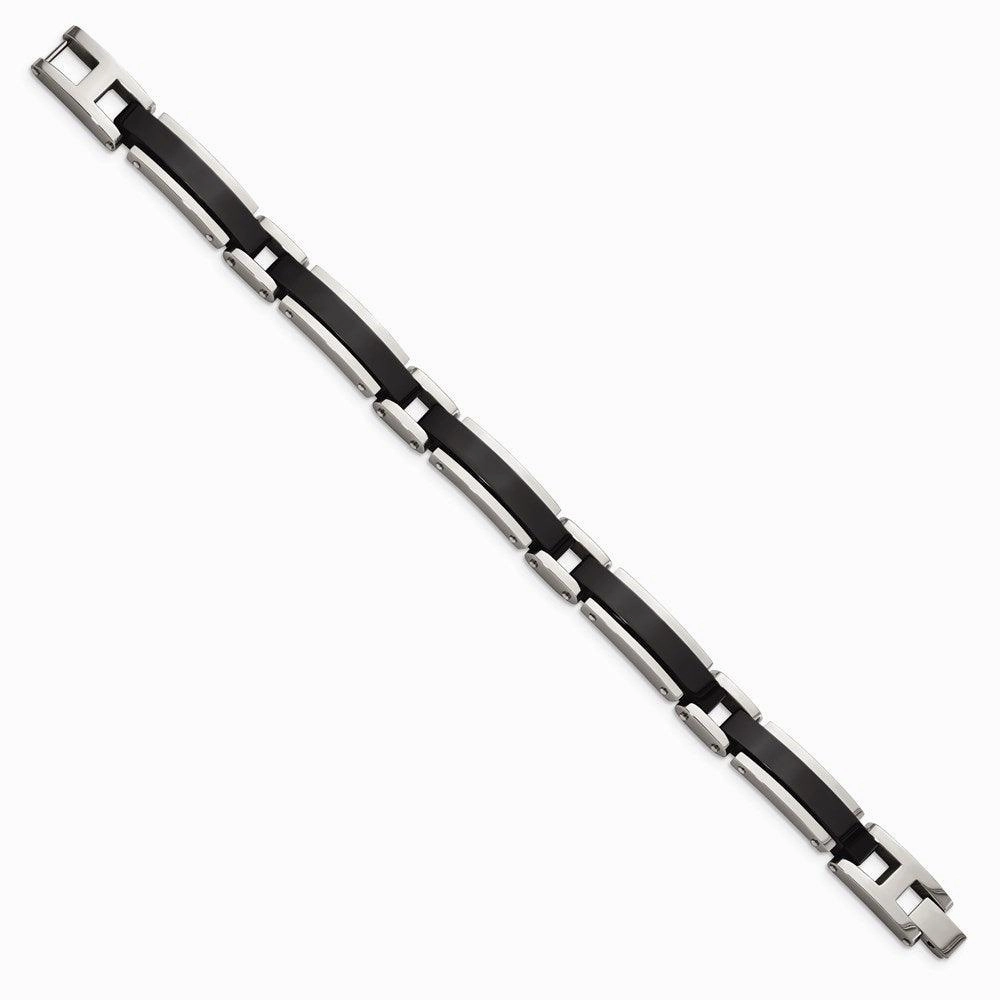 Stainless Steel Polished Black IP-plated 8.5 inch Bracelet