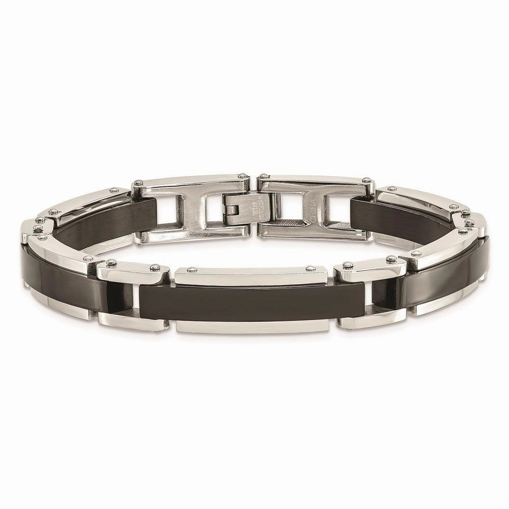 Stainless Steel Polished Black IP-plated 8.5 inch Bracelet