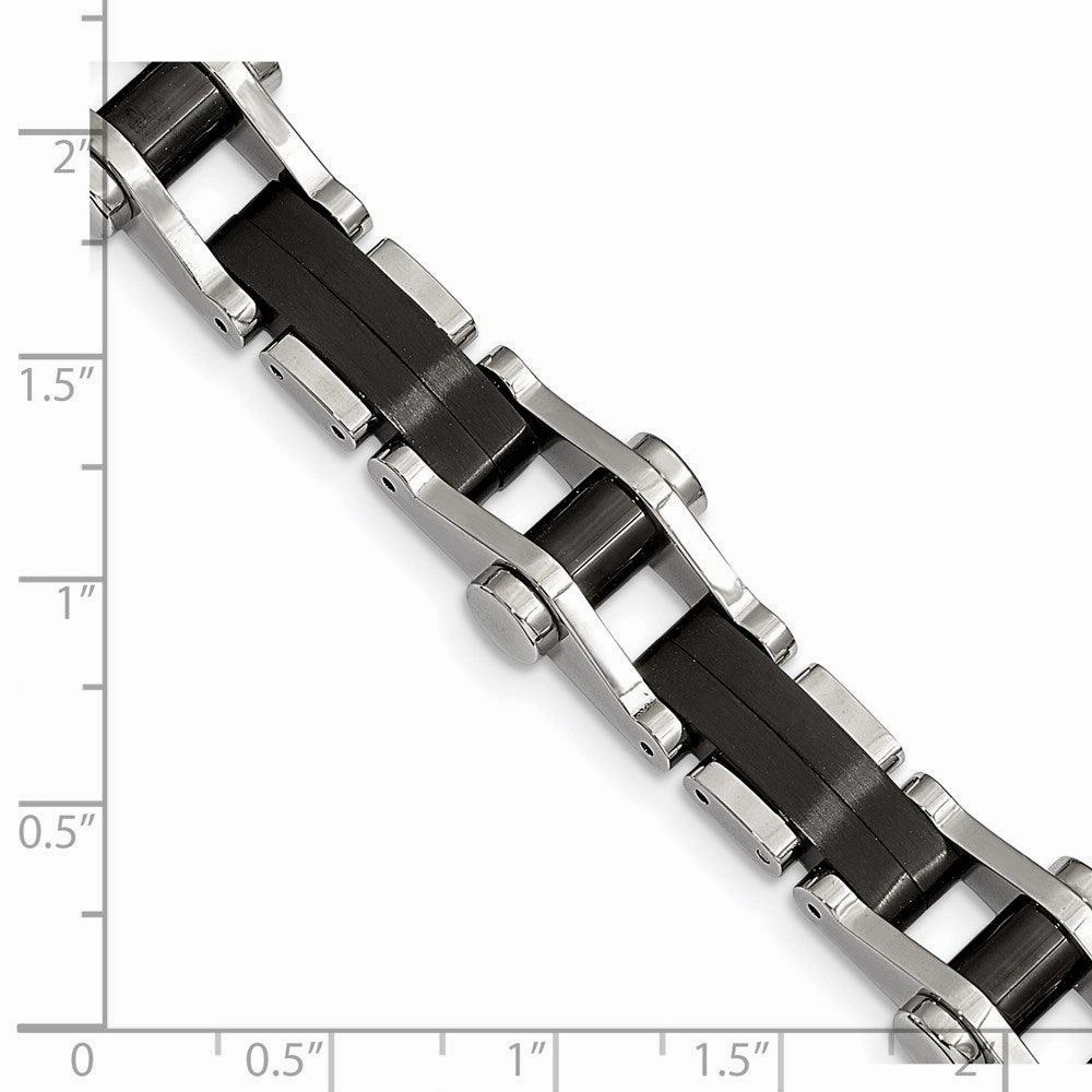 Stainless Steel Polished Black IP-plated 8 inch Bracelet