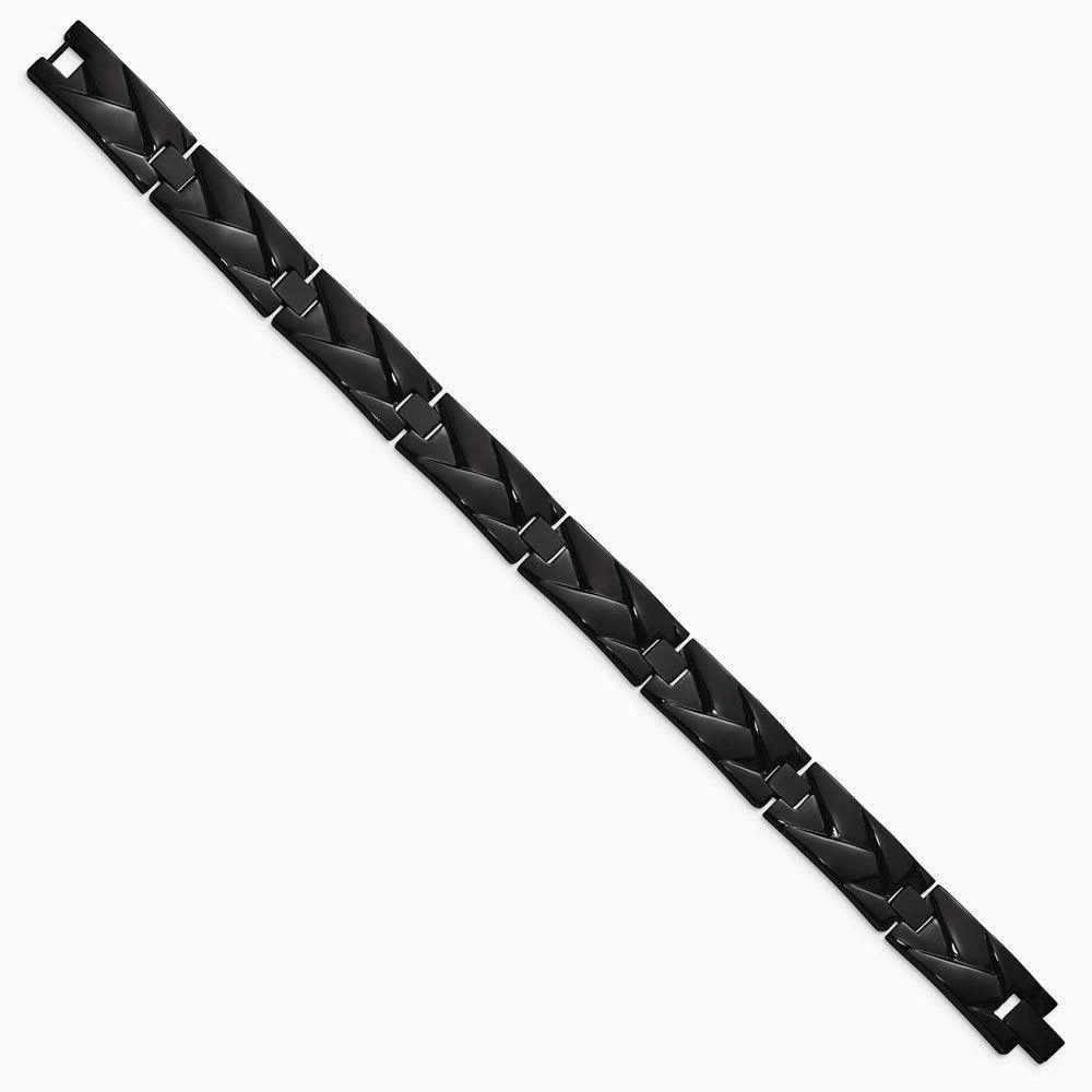 Stainless Steel Polished Black IP-plated  9in Link Bracelet