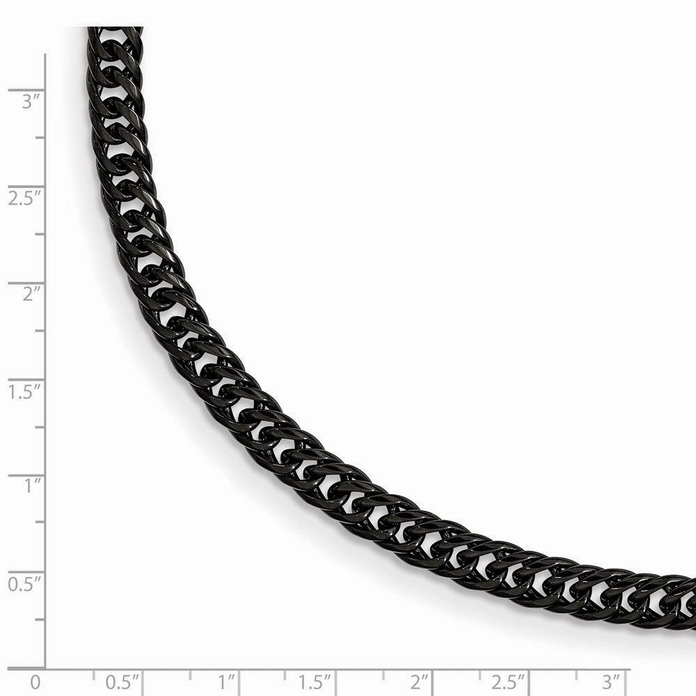 Stainless Steel Polished Black IP-plated Curb Chain Bracelet