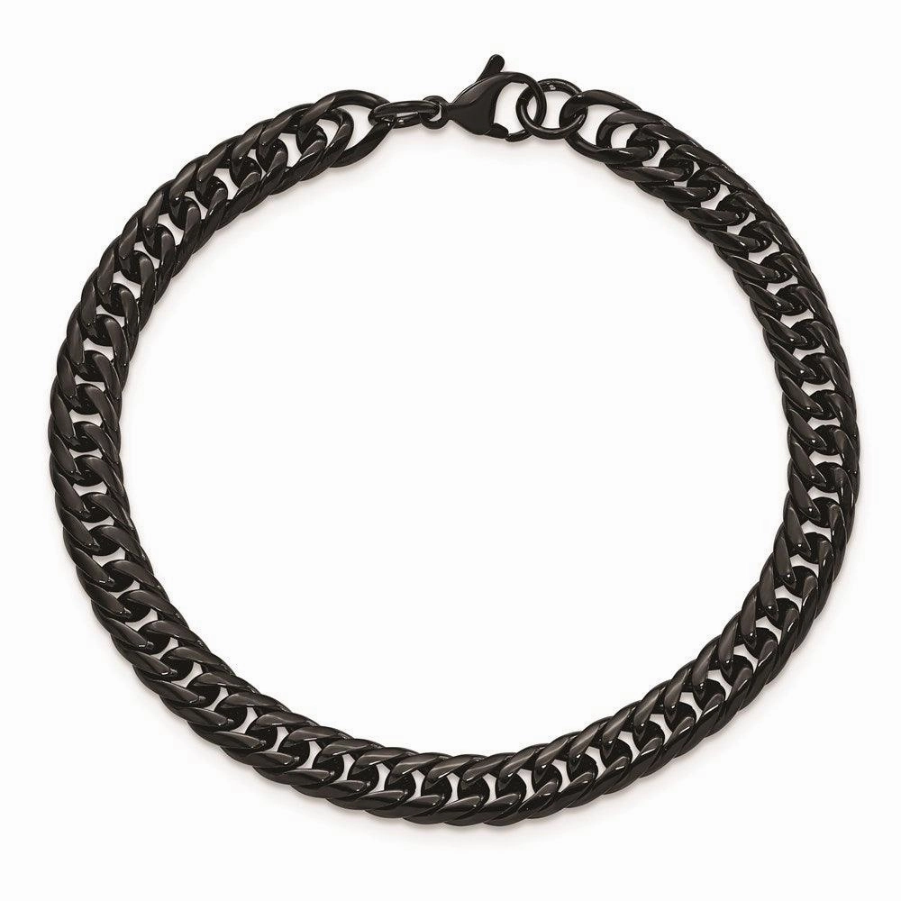 Stainless Steel Polished Black IP-plated Curb Chain Bracelet