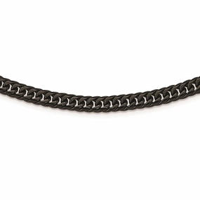 Stainless Steel Polished Black IP-plated Double Curb Chain Necklace