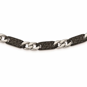 Stainless Steel Polished Black IP-plated Link Necklace