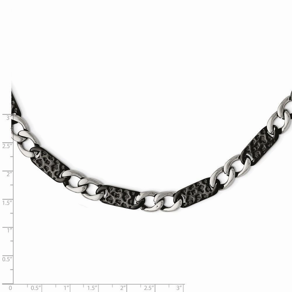 Stainless Steel Polished Black IP-plated Link Necklace