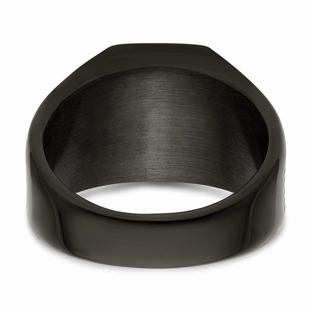 Stainless Steel Polished Black IP-plated Signet Ring