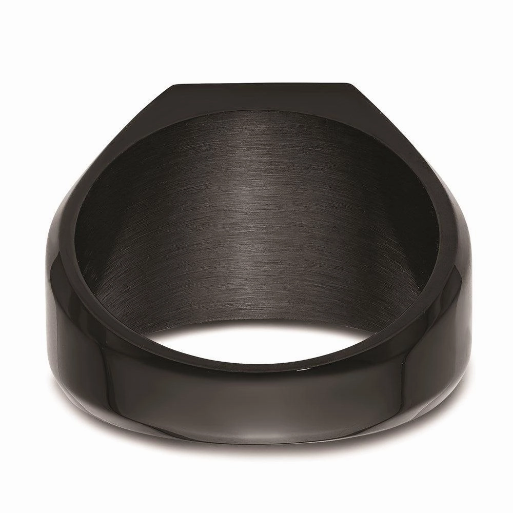 Stainless Steel Polished Black IP-plated Signet Ring