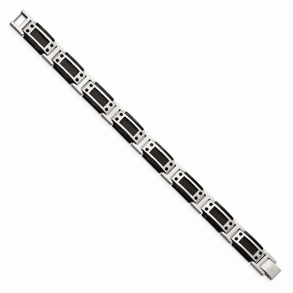 Stainless Steel Polished Black IP-plated w/ Carbon Fiber Inlay 8.5in Brace