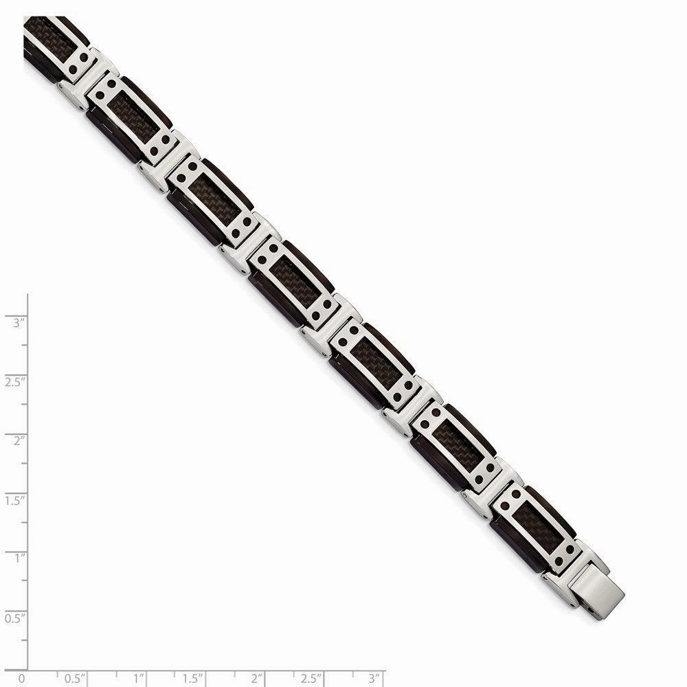 Stainless Steel Polished Black IP-plated w/ Carbon Fiber Inlay 8.5in Brace