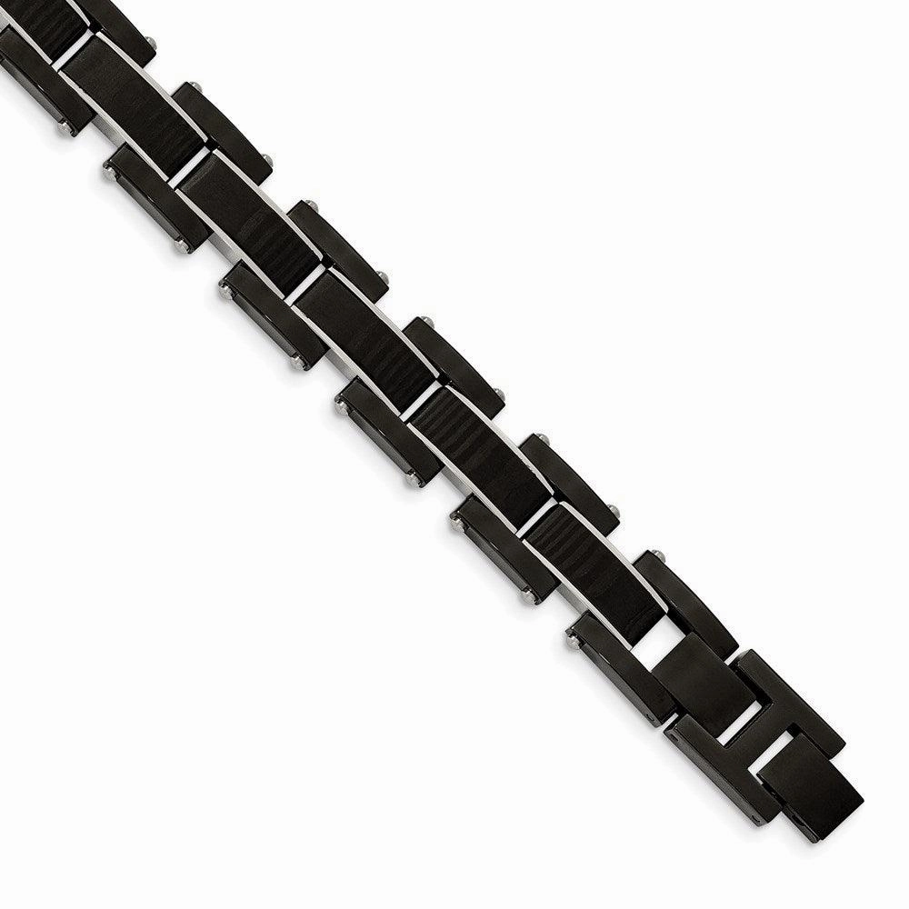 Stainless Steel Polished Black IP-plated w/solid Carbon Fiber Inlay 8.5in B