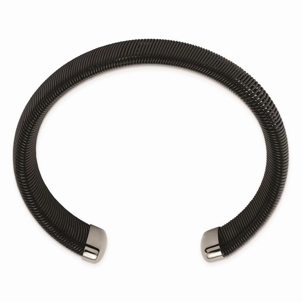 Stainless Steel Polished Black IP-plated Wire 18mm Cuff Bangle